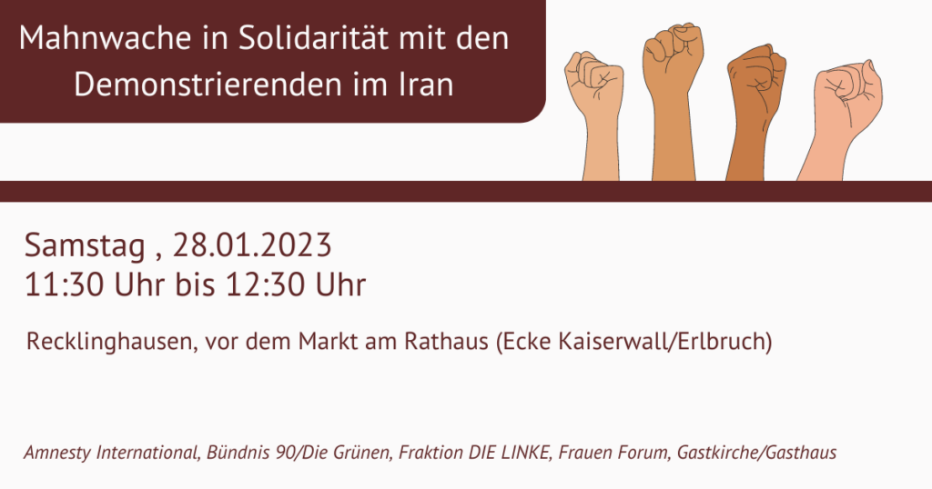 Mahnwache in Recklinghausen für Protestierende im Iran